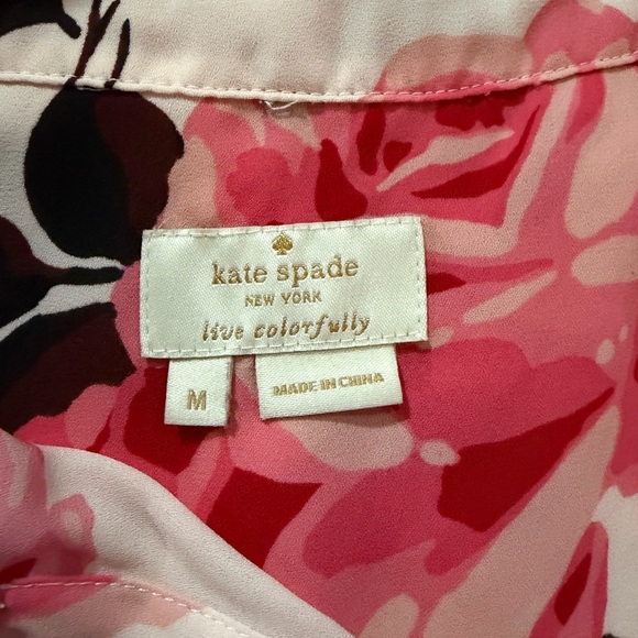 Kate Spade Pink Floral Rose Button Down Blouse - Picture 8 of 9